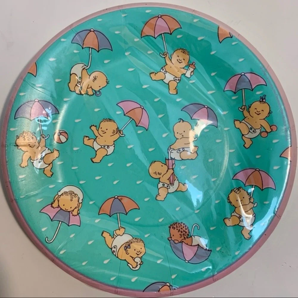 New Vintage Retro Gibson Unisex Baby Shower Reveal Tableware Cups Plates Gift